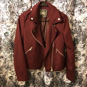 Maroon moto jacket